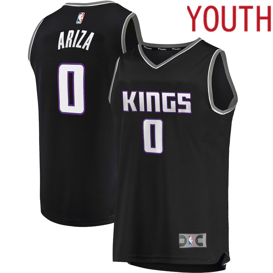 Youth Sacramento Kings 0 Trevor Ariza Fanatics Branded Black Fast Break Replica Player NBA Jersey